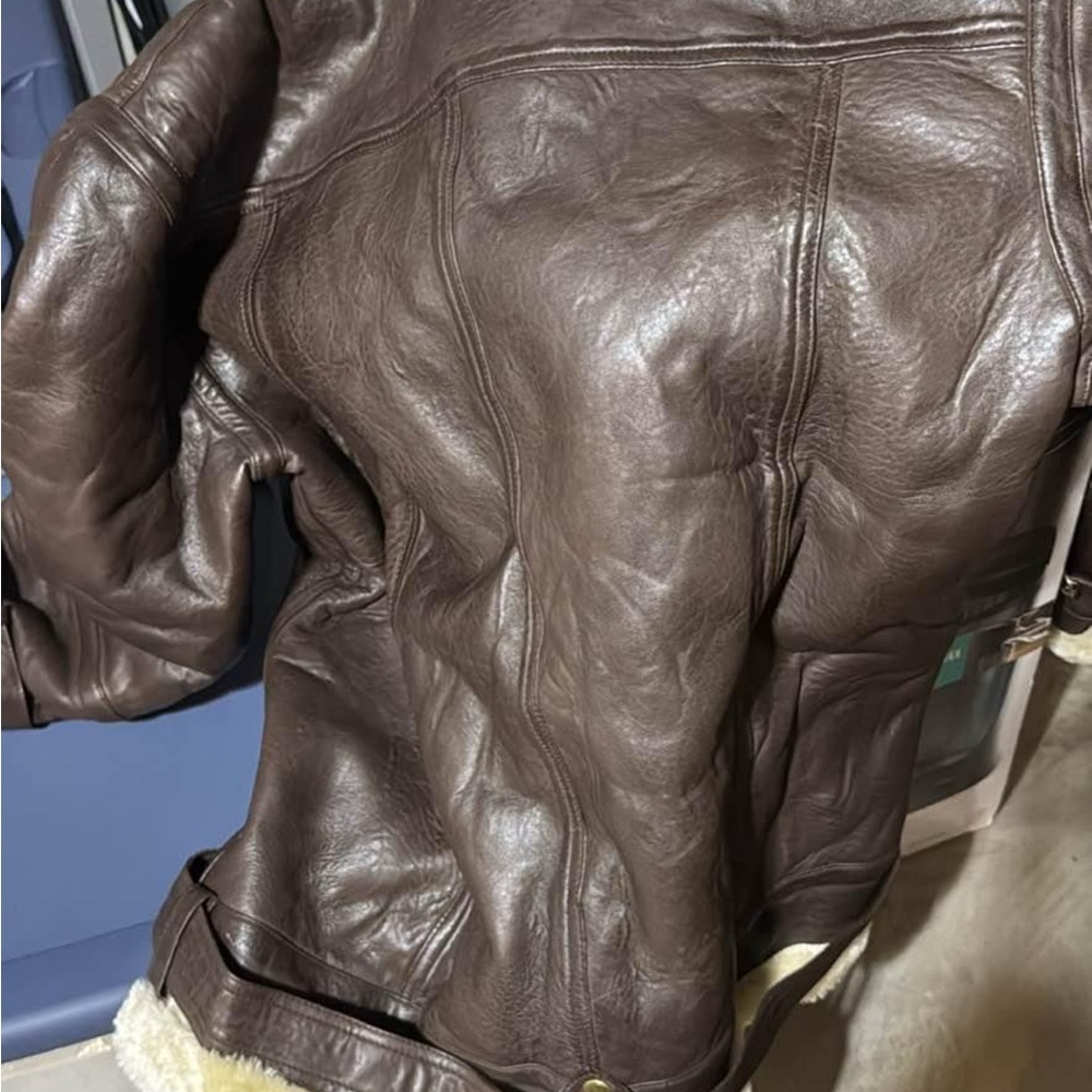 Native Brown Bomber Jacket with Ribbed Cuffs - Picture 2 of 3